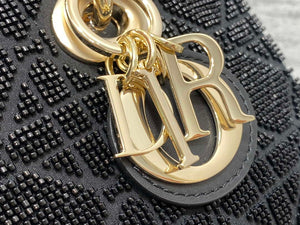 Dior M0613 Small Lady D-joy Bag Cannage Lambskin Limited Edition Heavy Industry Beads Black - Default Title - View 3