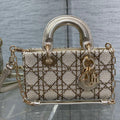 Dior M0613 Small Lady D-joy Bag Gold Cannage Lambskin Limited Edition Pearl - Default Title - View 1