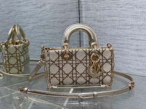 Dior M0613 Small Lady D-joy Bag Gold Cannage Lambskin Limited Edition Pearl - Default Title - View 2