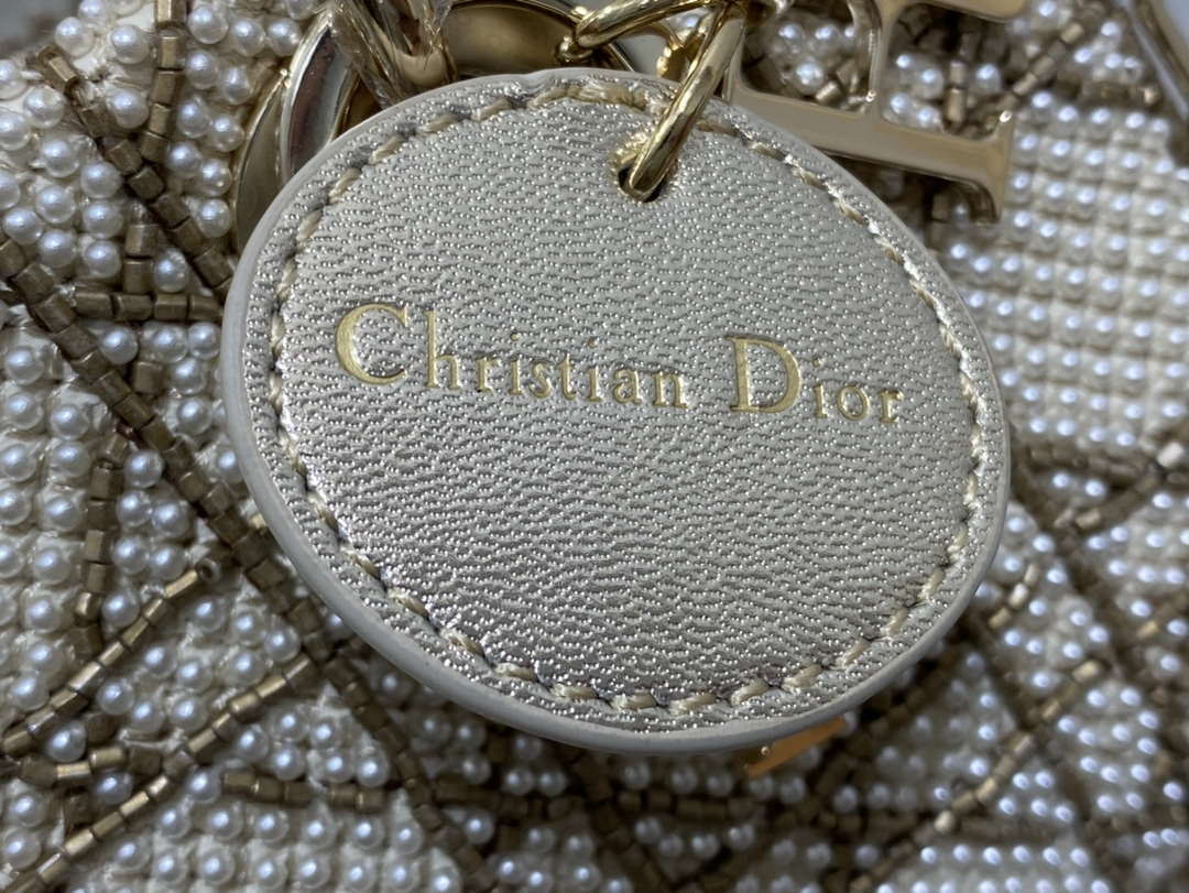 Dior M0613 Small Lady D-joy Bag Gold Cannage Lambskin Limited Edition Pearl - Default Title - View 4
