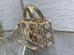 Dior M0613 Small Lady D-joy Bag Gold Cannage Lambskin Limited Edition Pearl - Default Title - View 6