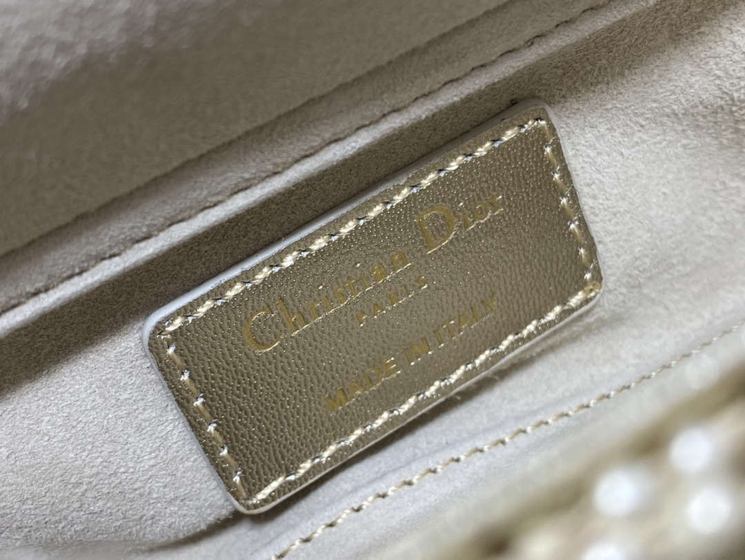 Dior M0613 Small Lady D-joy Bag Gold Cannage Lambskin Limited Edition Pearl - Default Title - View 9