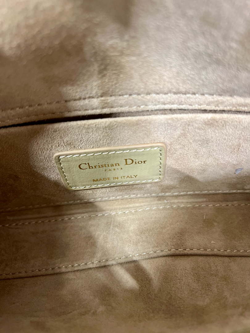 Dior M0613 Small Lady D-joy Bag Green Cannage Lambskin with Gold-Finish Butterfly Studs