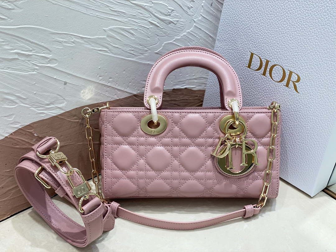 Dior M0613 Small Lady D-joy Bag Pink Cannage Lambskin - Default Title - View 1