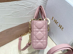Dior M0613 Small Lady D-joy Bag Pink Cannage Lambskin - Default Title - View 3