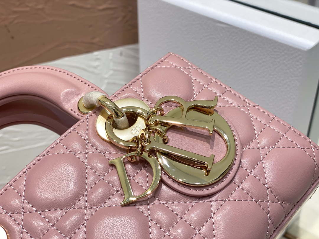 Dior M0613 Small Lady D-joy Bag Pink Cannage Lambskin - Default Title - View 4