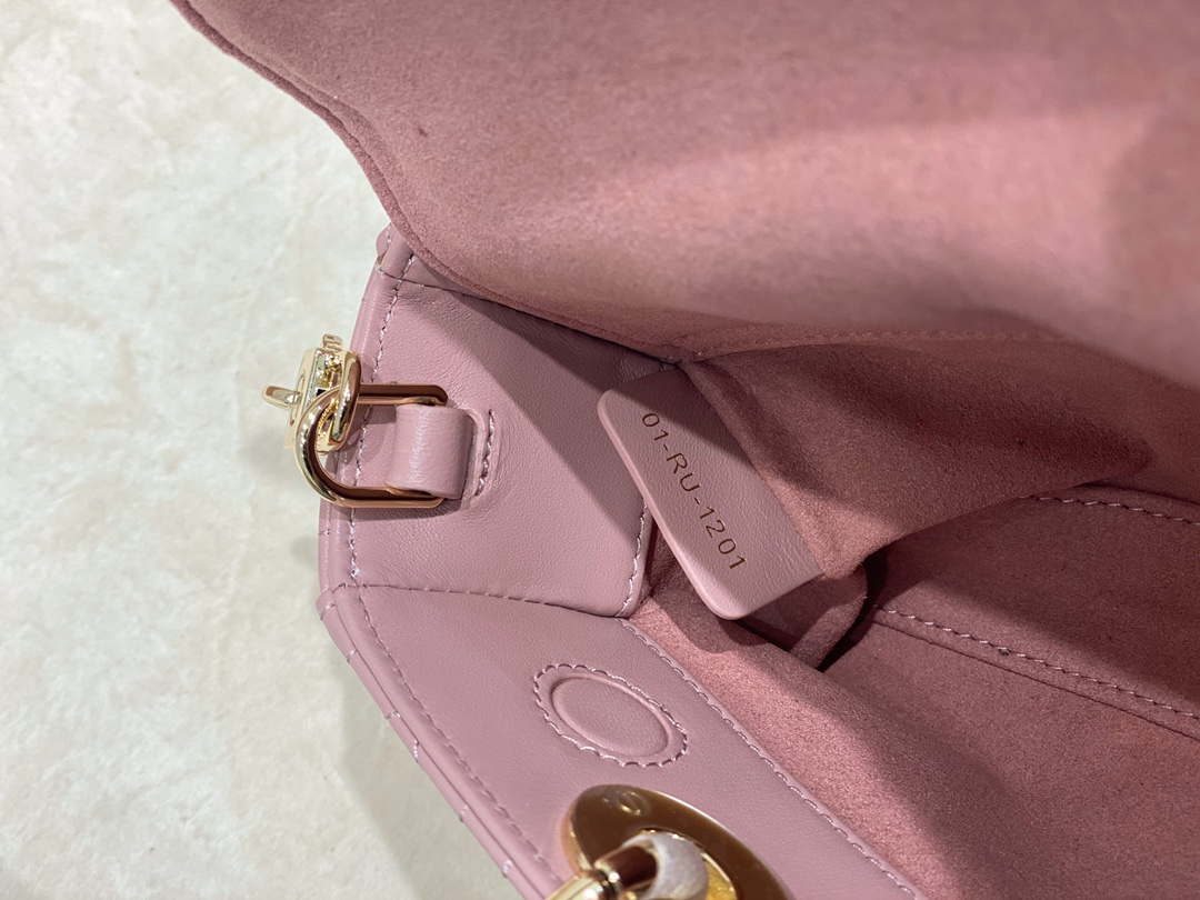 Dior M0613 Small Lady D-joy Bag Pink Cannage Lambskin