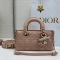 Dior M0613 Small Lady D-joy Bag Pink Cannage Lambskin With bow