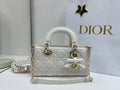 Dior M0613 Small Lady D-joy Bag White Cannage Lambskin With bow