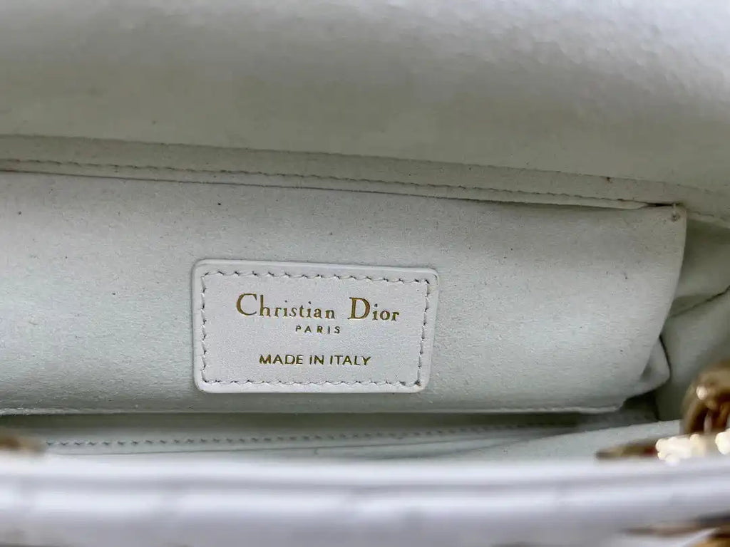 Dior M0613 Small Lady D-joy Bag White Cannage Lambskin With bow