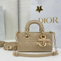Dior M0613 Small Lady D-joy Bag Apricot Cannage Lambskin With bow