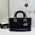 Dior M0613 Small Lady D-joy Bag Black Cannage Lambskin With bow