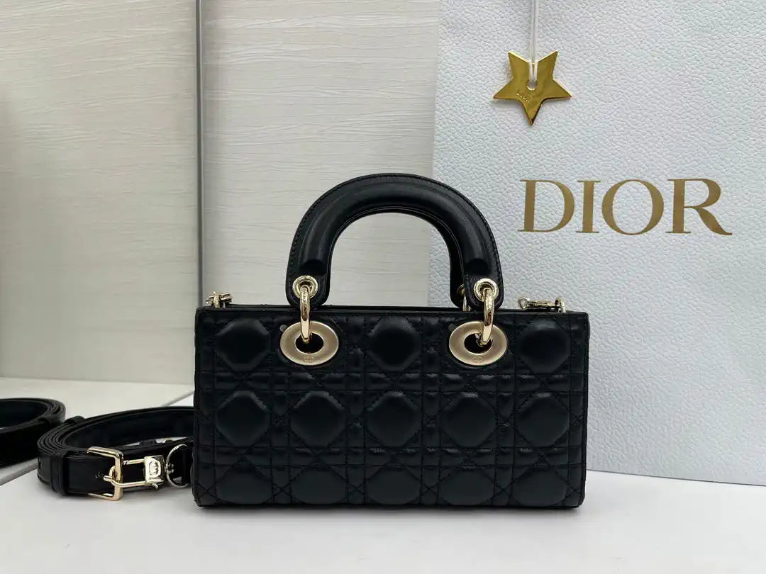 Dior M0613 Small Lady D-joy Bag Black Cannage Lambskin With bow