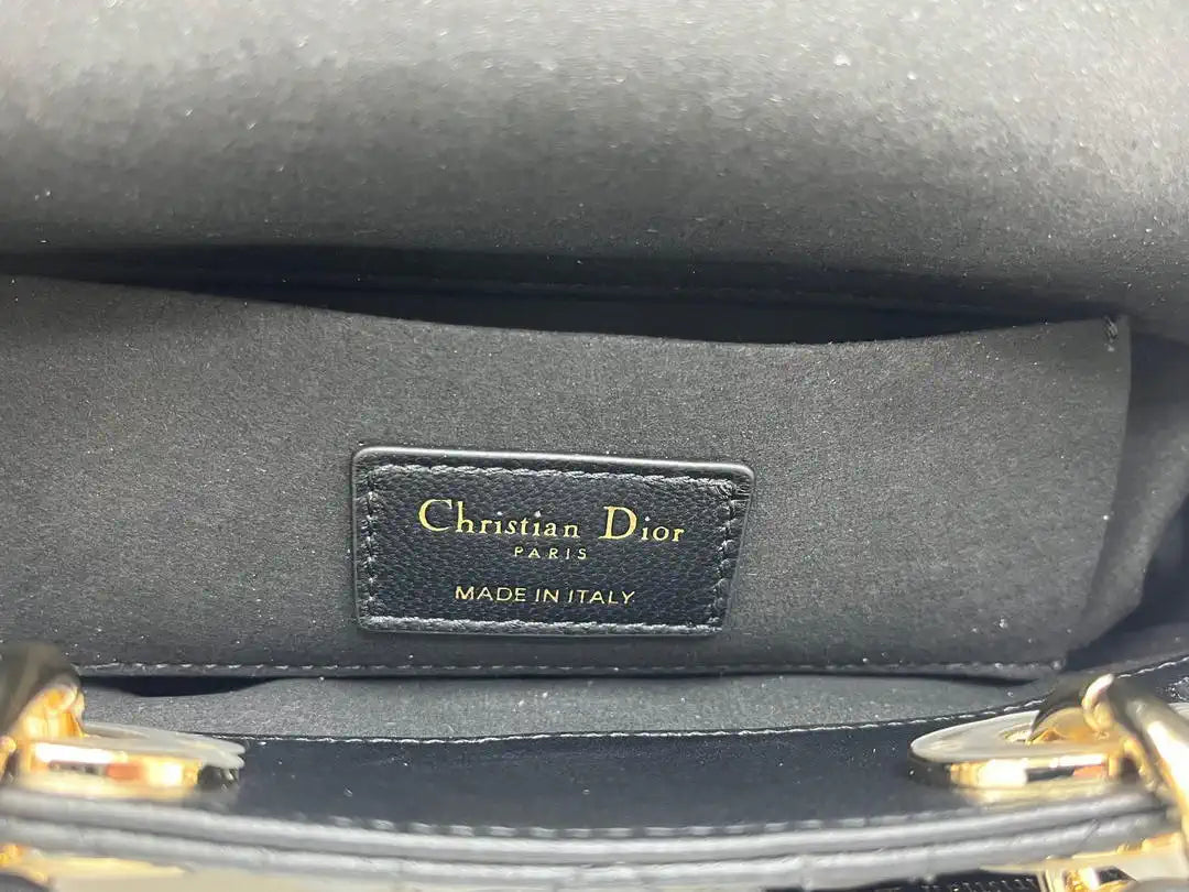 Dior M0613 Small Lady D-joy Bag Black Cannage Lambskin With bow