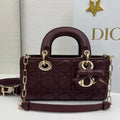 Dior M0613 Small Lady D-joy Bag Wine Red Cannage Lambskin With bow
