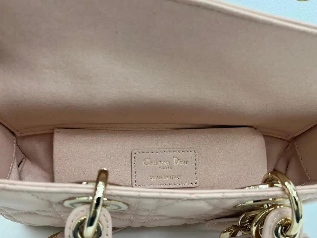 Dior M0613 Small Lady D-joy Bag Pink Cannage Lambskin With bow