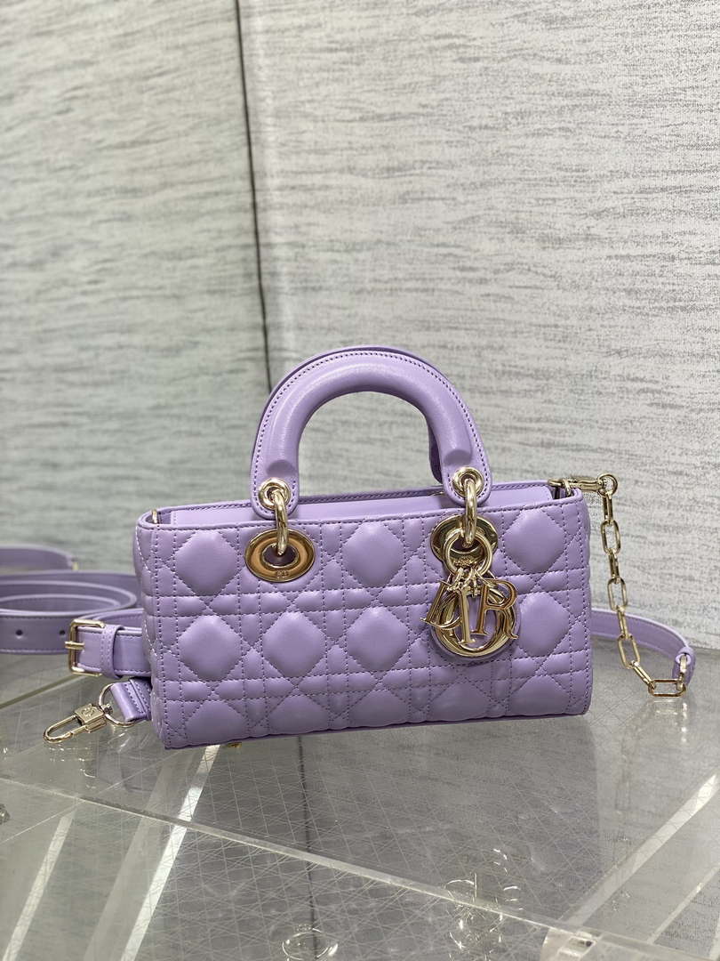 Dior M0613 Small Lady D-joy Bag Purple Cannage Lambskin