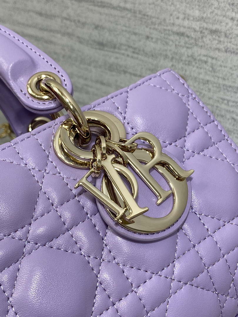 Dior M0613 Small Lady D-joy Bag Purple Cannage Lambskin
