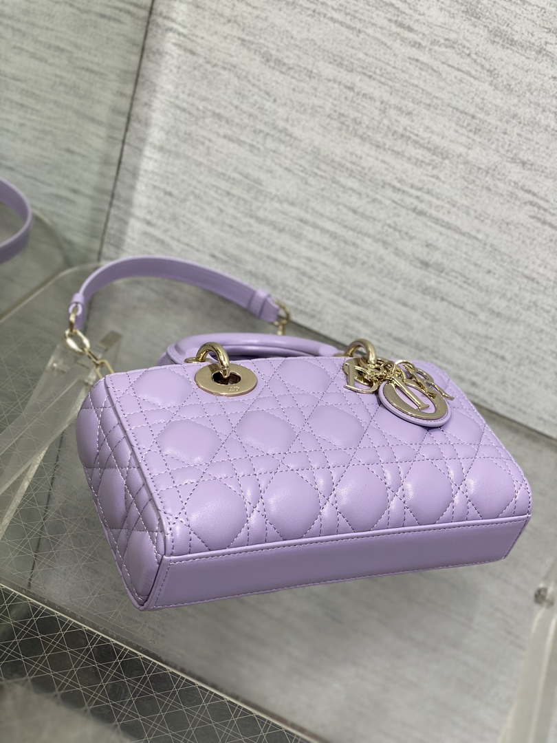 Dior M0613 Small Lady D-joy Bag Purple Cannage Lambskin
