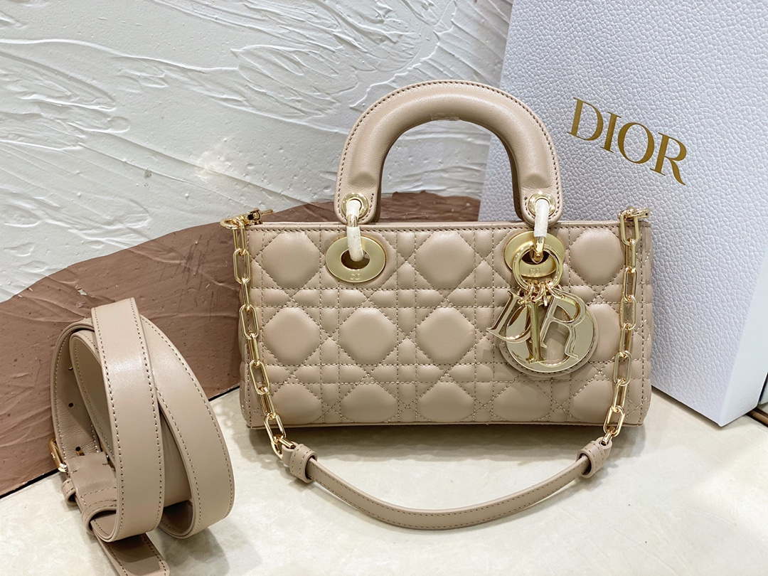 Dior M0613 Small Lady D-joy Bag Sand Colored Cannage Lambskin - Default Title - View 1