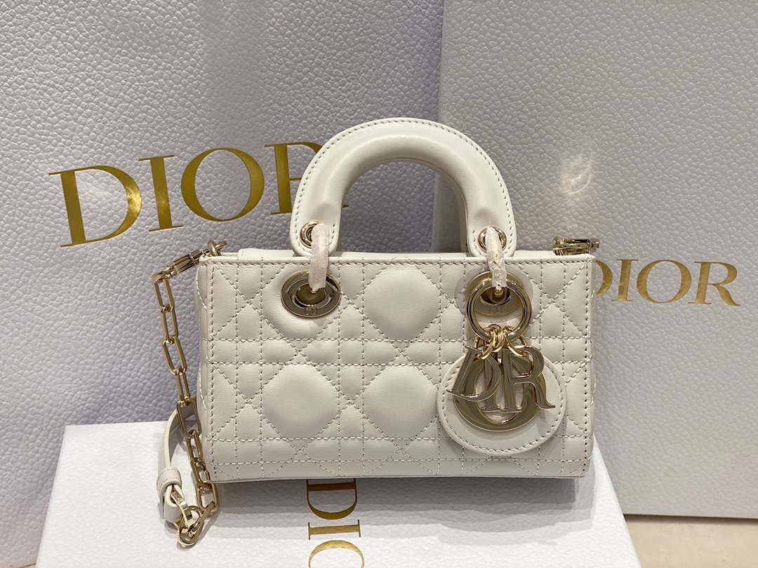 Dior S0910 Small Lady D-joy Bag White Cannage Lambskin - Default Title - View 2