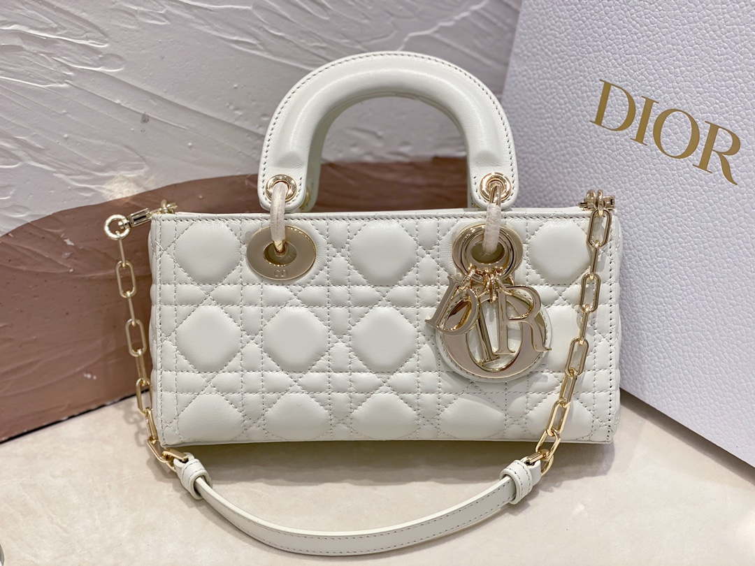 Dior M0613 Small Lady D-joy Bag White Cannage Lambskin