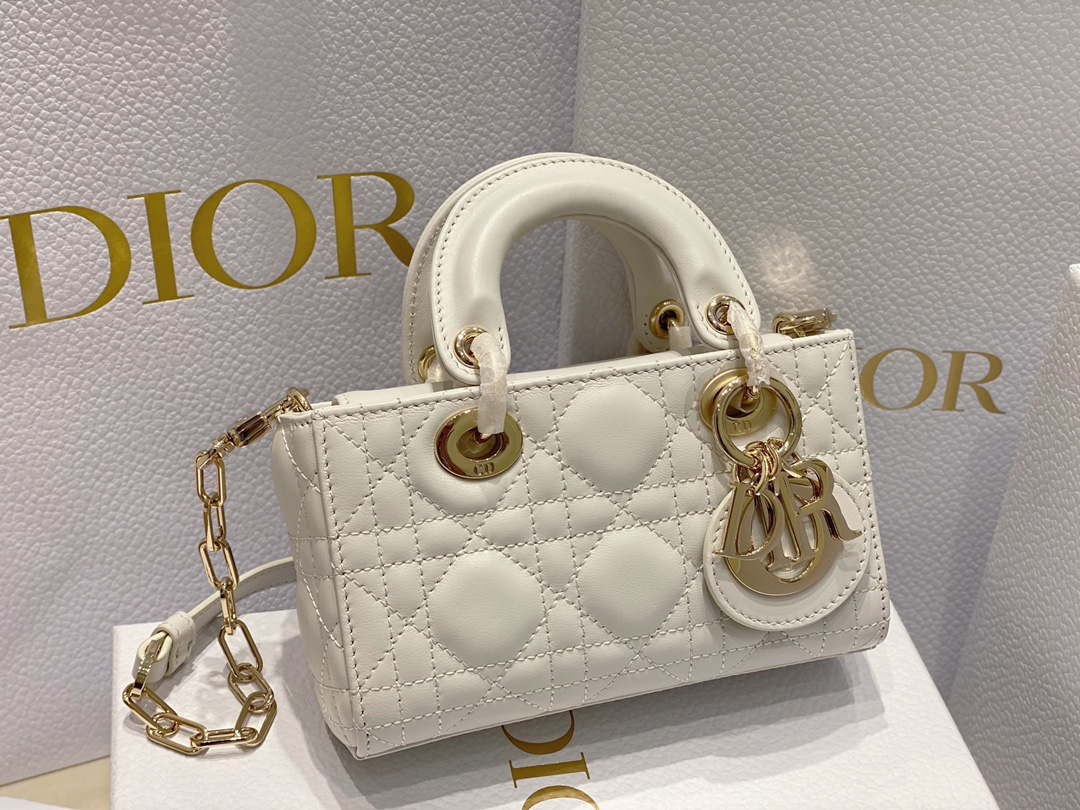 Dior S0910 Small Lady D-joy Bag White Cannage Lambskin - Default Title - View 3
