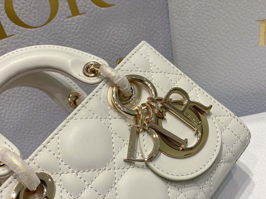 Dior S0910 Small Lady D-joy Bag White Cannage Lambskin - Default Title - View 5