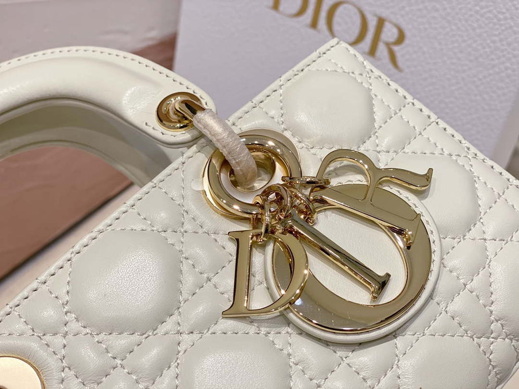 Dior M0613 Small Lady D-joy Bag White Cannage Lambskin