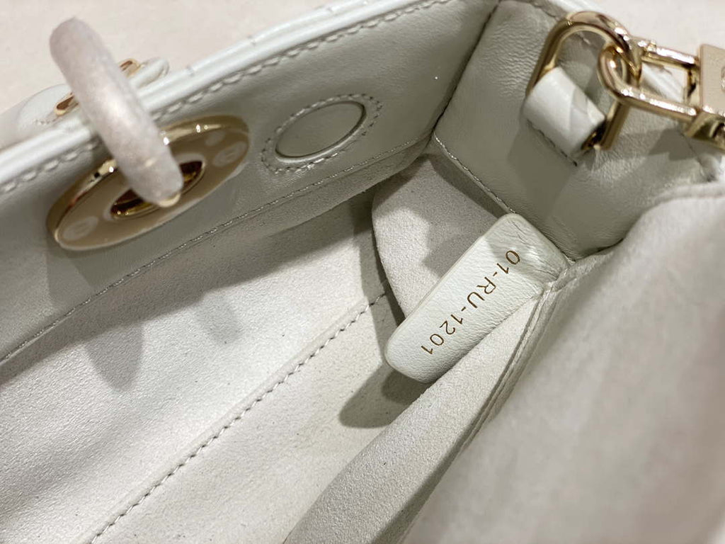 Dior M0613 Small Lady D-joy Bag White Cannage Lambskin