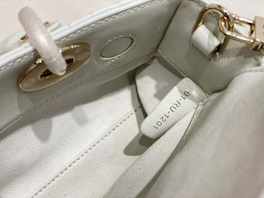 Dior M0613 Small Lady D-joy Bag White Cannage Lambskin