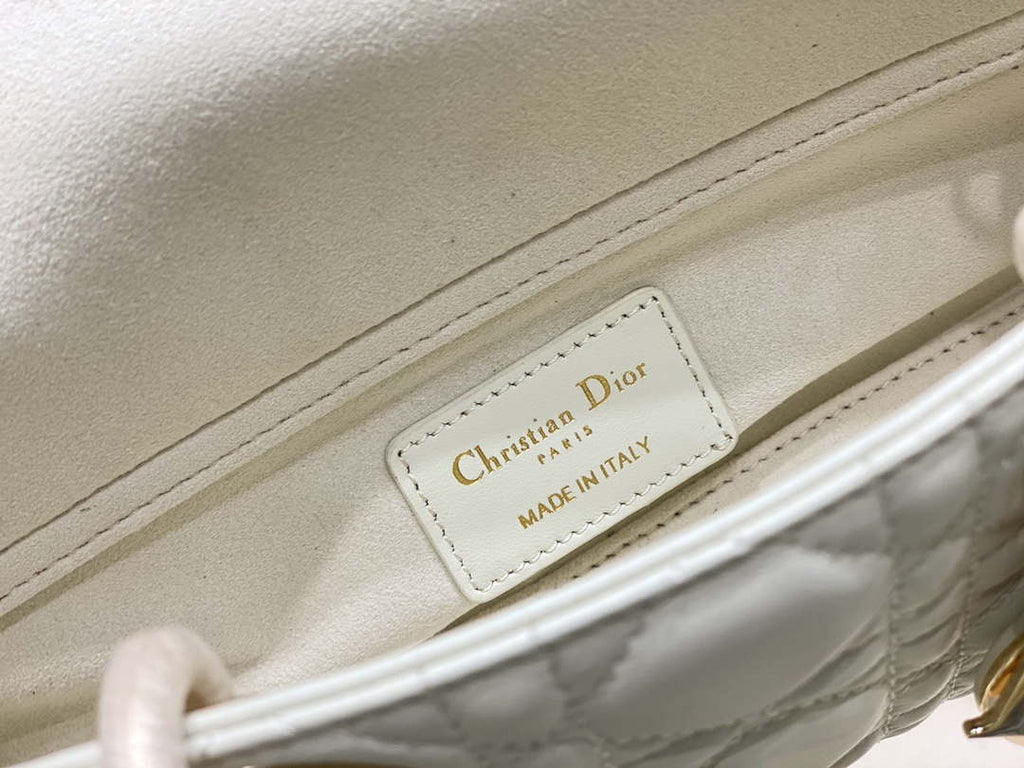Dior M0613 Small Lady D-joy Bag White Cannage Lambskin