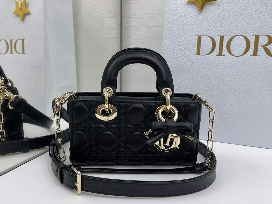 Dior M0636 Mini Lady D-Joy Bag Black Cannage Lambskin