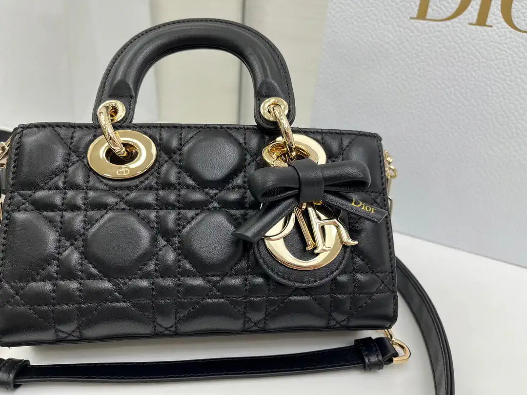 Dior M0636 Mini Lady D-Joy Bag Black Cannage Lambskin