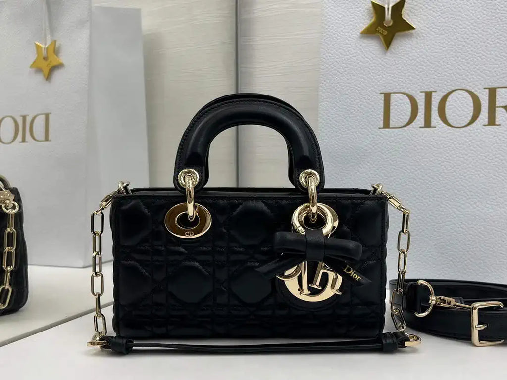 Dior M0636 Mini Lady D-Joy Bag Black Cannage Lambskin