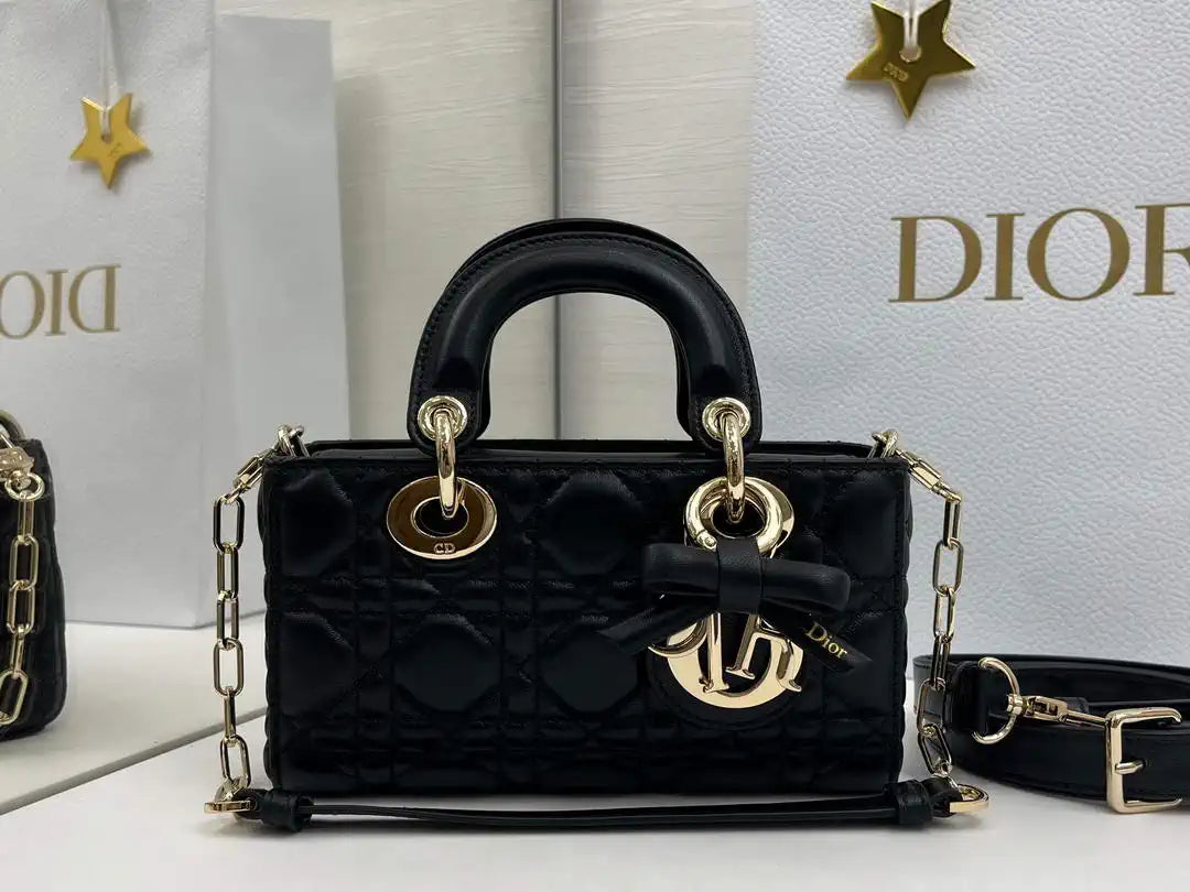 Dior M0636 Mini Lady D-Joy Bag Black Cannage Lambskin