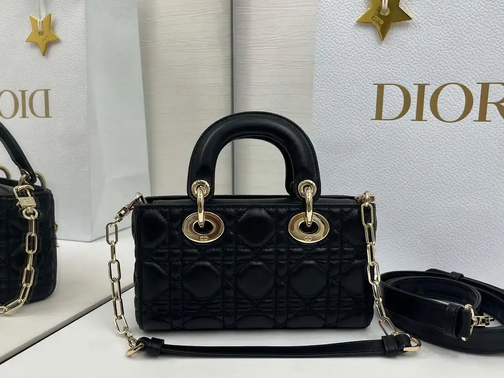 Dior M0636 Mini Lady D-Joy Bag Black Cannage Lambskin