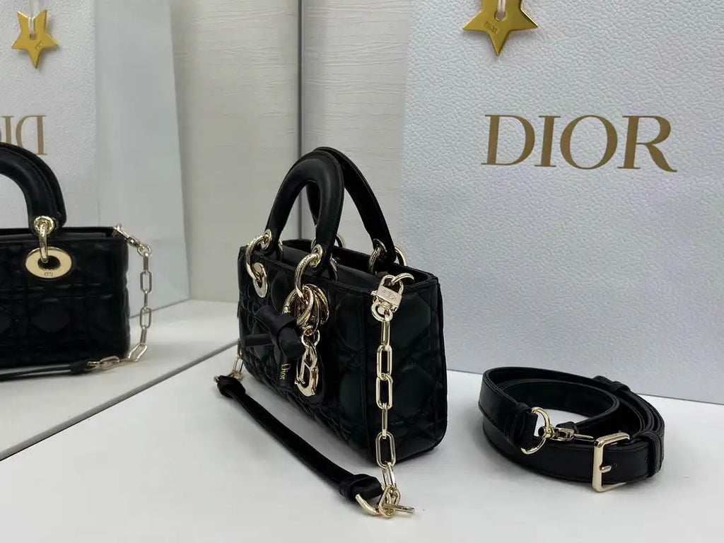 Dior M0636 Mini Lady D-Joy Bag Black Cannage Lambskin