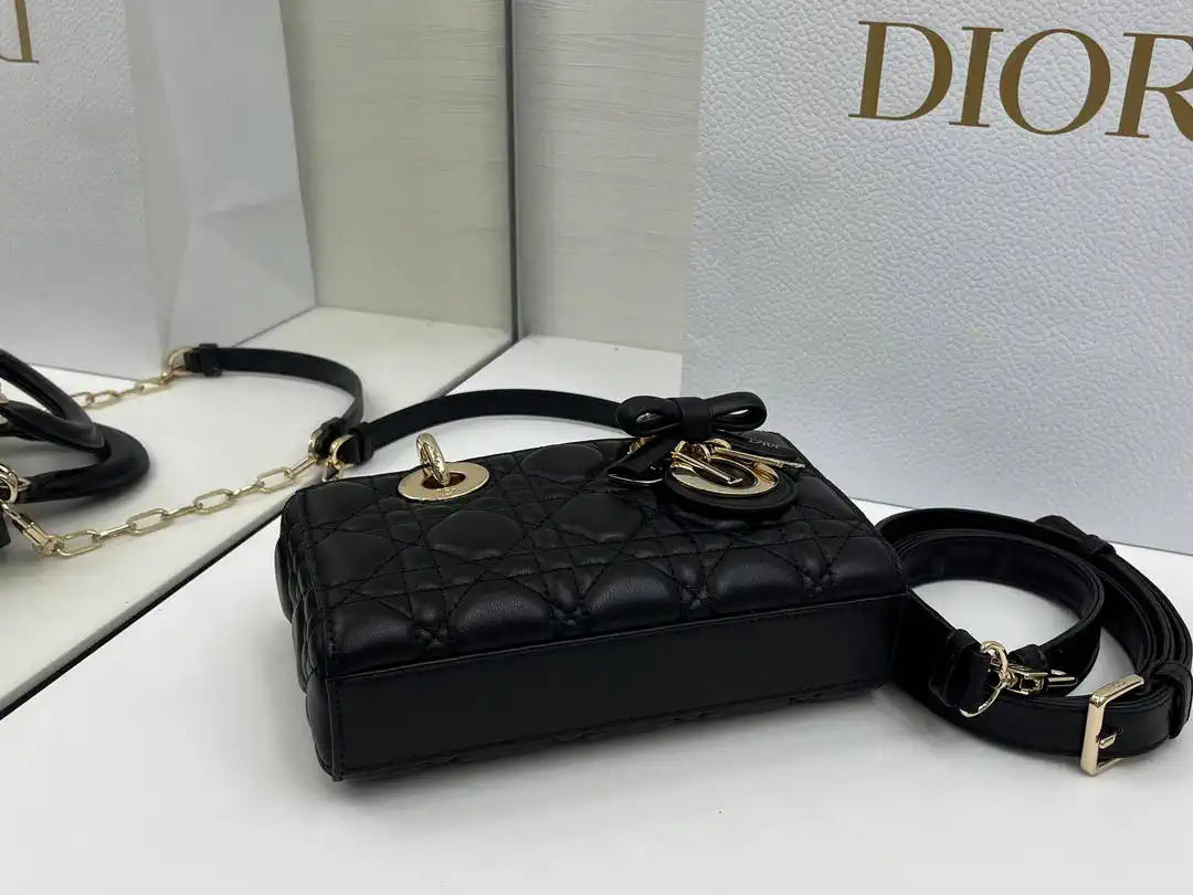 Dior M0636 Mini Lady D-Joy Bag Black Cannage Lambskin