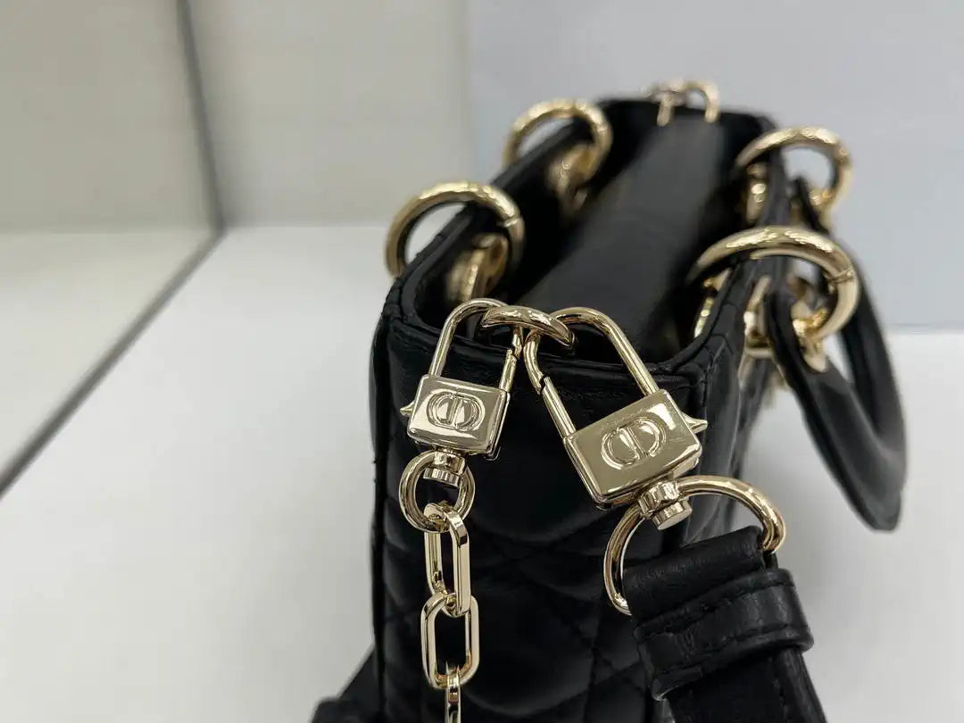 Dior M0636 Mini Lady D-Joy Bag Black Cannage Lambskin
