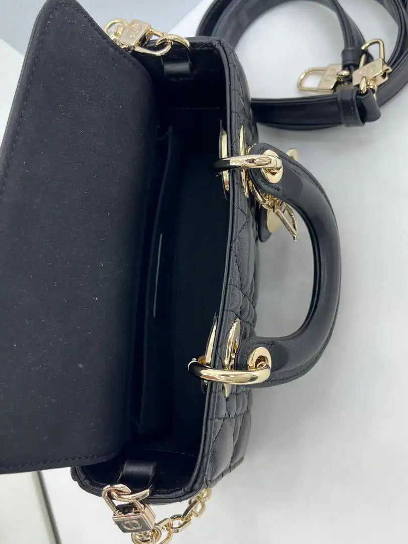 Dior M0636 Mini Lady D-Joy Bag Black Cannage Lambskin