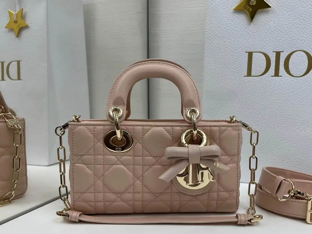 Dior M0636 Mini Lady D-Joy Bag Pink Cannage Lambskin