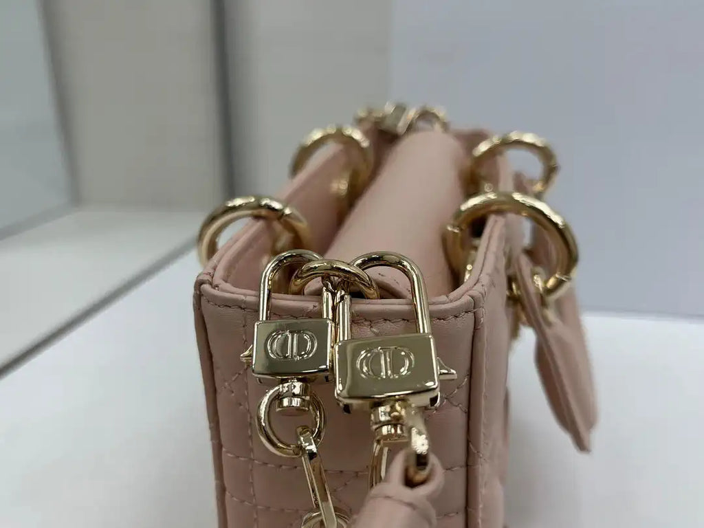 Dior M0636 Mini Lady D-Joy Bag Pink Cannage Lambskin