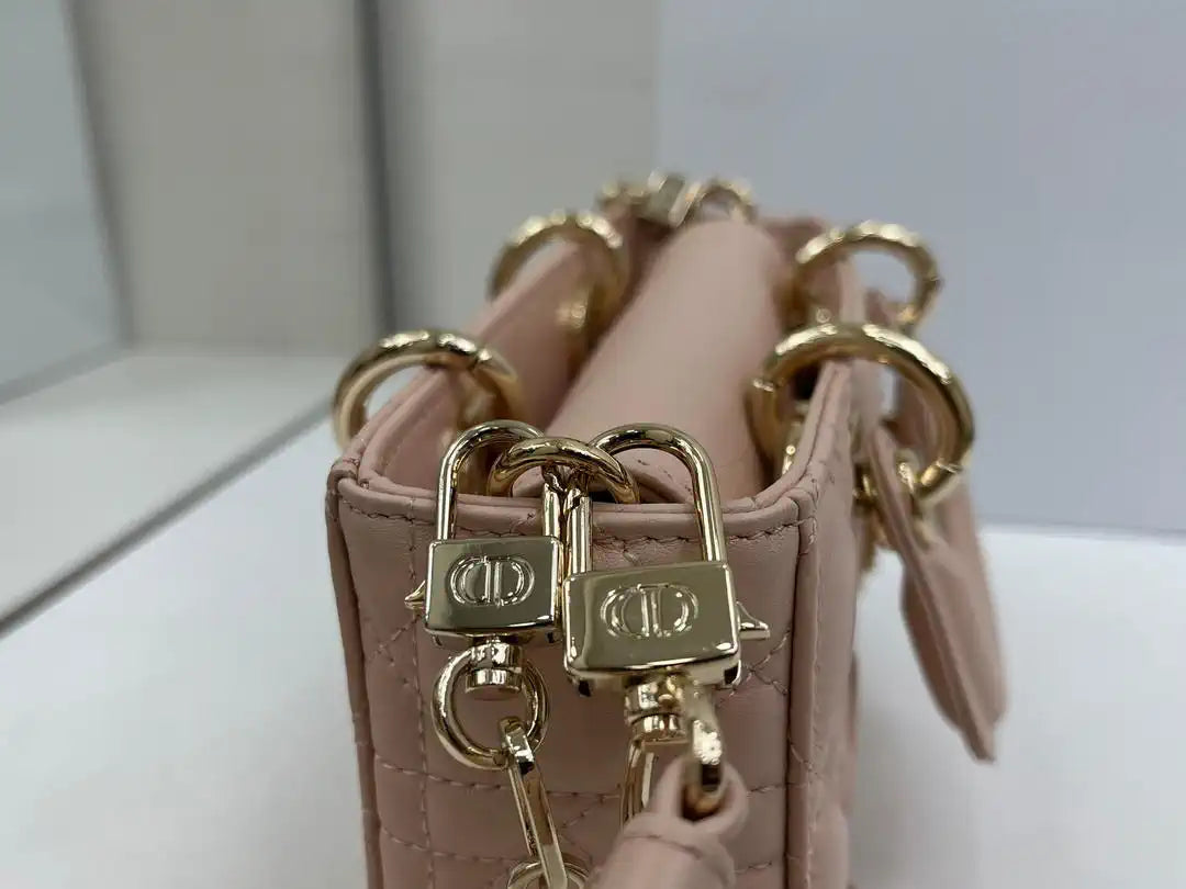 Dior M0636 Mini Lady D-Joy Bag Pink Cannage Lambskin