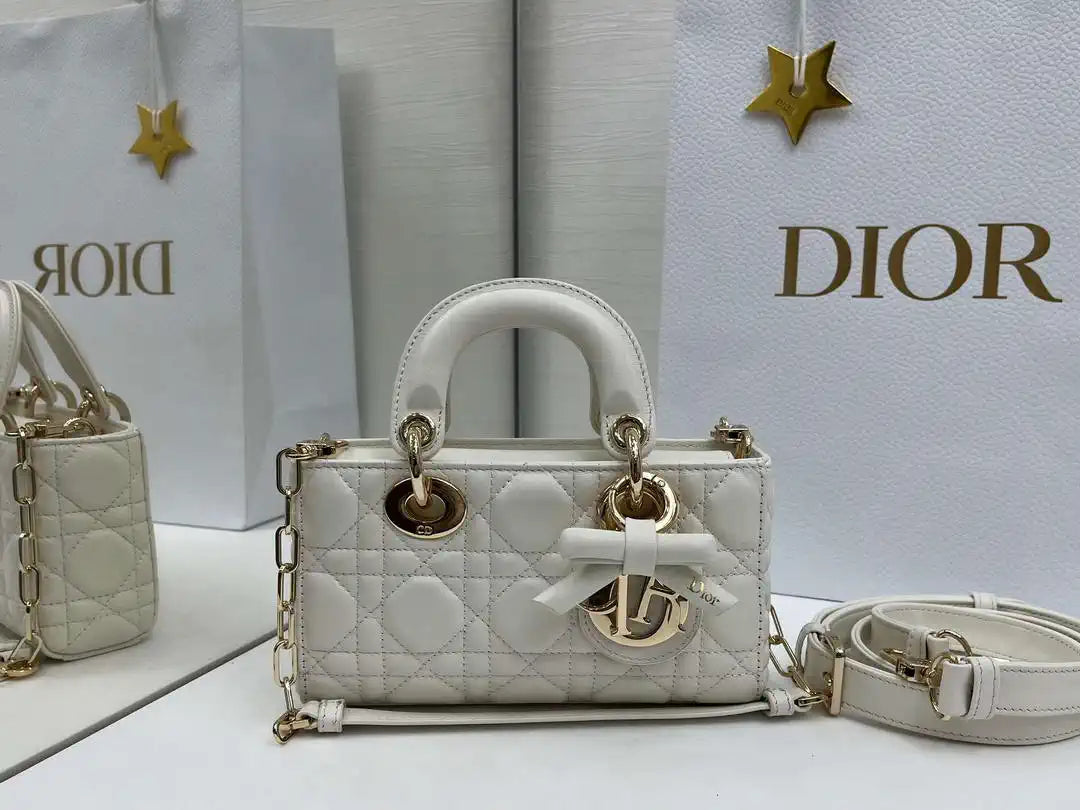Dior M0636 Mini Lady D-Joy Bag White Cannage Lambskin