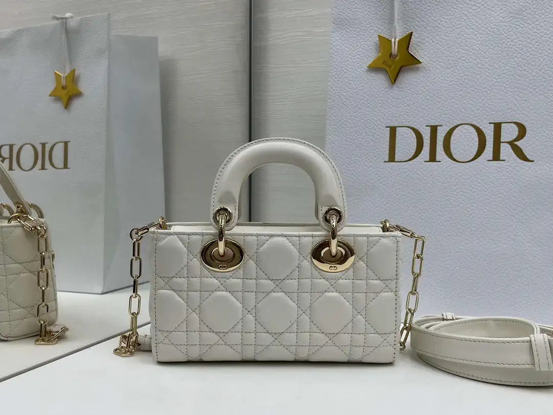 Dior M0636 Mini Lady D-Joy Bag White Cannage Lambskin