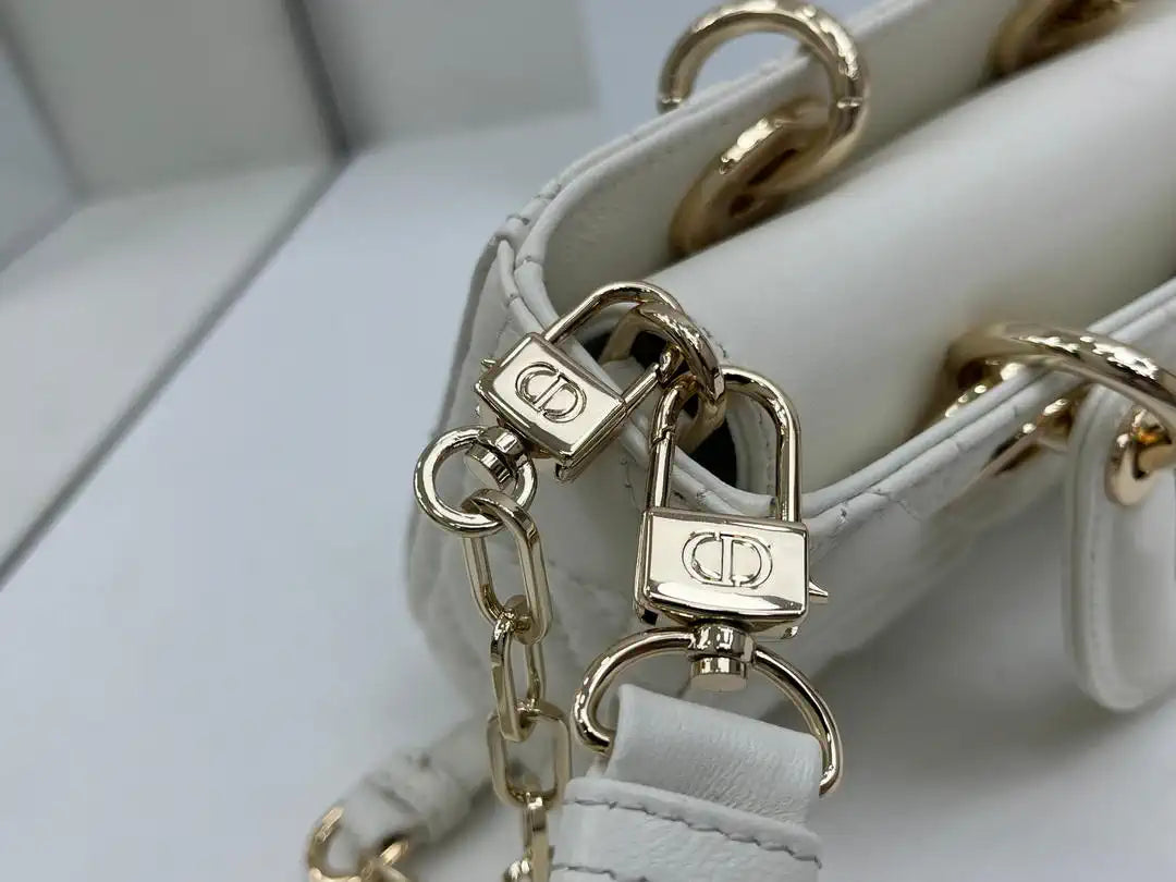 Dior M0636 Mini Lady D-Joy Bag White Cannage Lambskin
