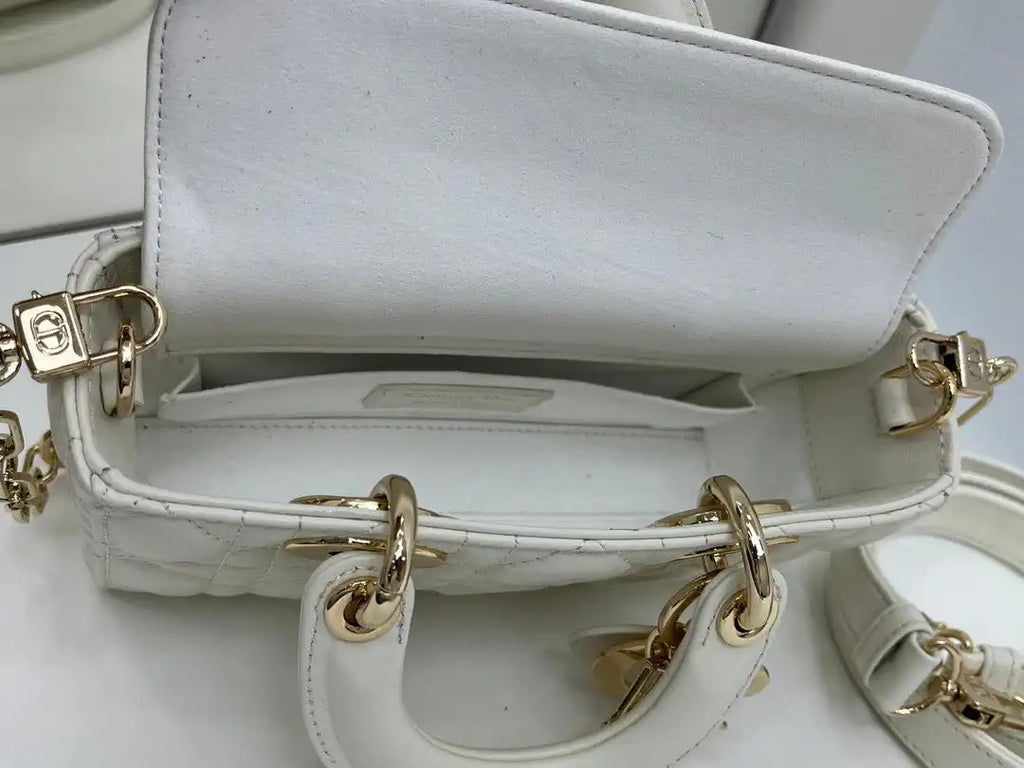 Dior M0636 Mini Lady D-Joy Bag White Cannage Lambskin