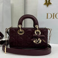 Dior M0636 Mini Lady D-Joy Bag Wine Red Cannage Lambskin