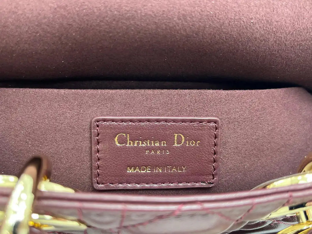Dior M0636 Mini Lady D-Joy Bag Wine Red Cannage Lambskin